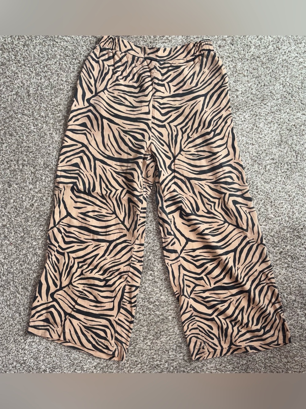 Jane & Delancey Zebra Print Matching Set 🖤 Tan Wide Leg Pants & Tie Back - Picture 2 of 9